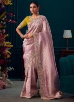 Pure Banarasi Kanjivaram Lilac Wedding Wear Sequins Work Saree